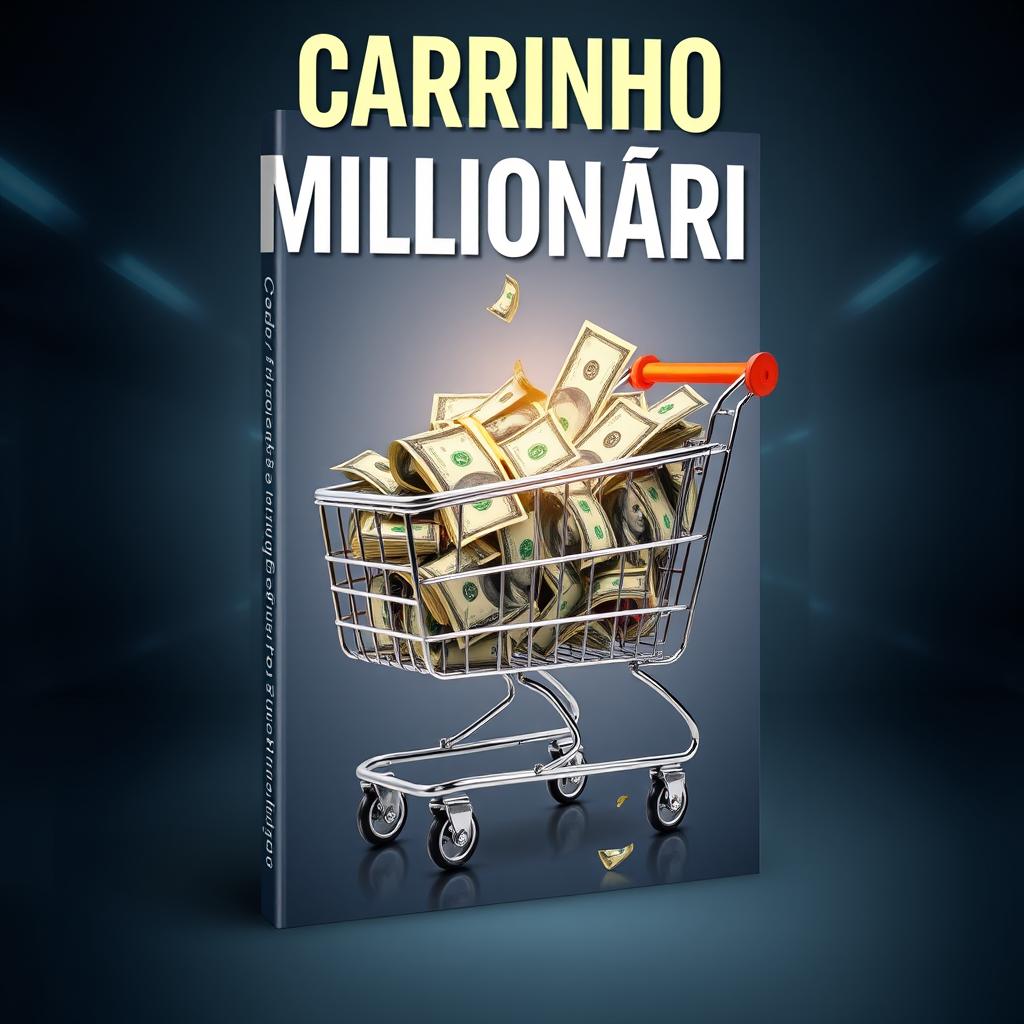 Create a captivating book cover for an ebook titled 'Carrinho Milionário', which teaches readers how to make money by shopping online