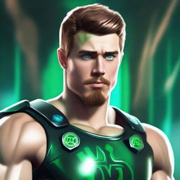 Create a realistic yet fantastical portrait focusing on the face of Paul, a 22-year-old warrior with an athletic and robust physique