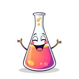 A whimsical and humorous illustration of a laughing Erlenmeyer flask