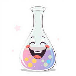 A whimsical and humorous illustration of a laughing Erlenmeyer flask