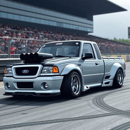 A lowered, drift-built widebody 2003 Ford Ranger with twin turbos