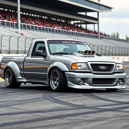 A lowered, drift-built widebody 2003 Ford Ranger with twin turbos