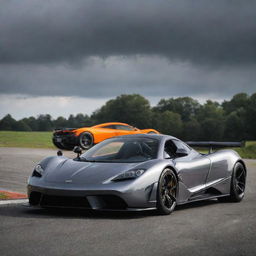 A striking composition of a McLaren and Pagani, marrying McLaren's aerodynamic sleekness with Pagani's dramatic design and breath-taking details.