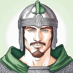 A realistic drawing focused on the face of a 22-year-old man with an athletic build, set in a medieval theme