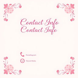 A pretty pink girly contact info page with elegant, feminine design elements