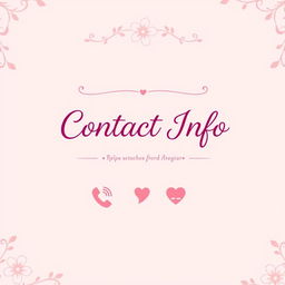 A pretty pink girly contact info page with elegant, feminine design elements