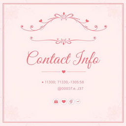 A pretty pink girly contact info page with elegant, feminine design elements