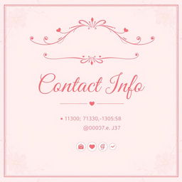 A pretty pink girly contact info page with elegant, feminine design elements