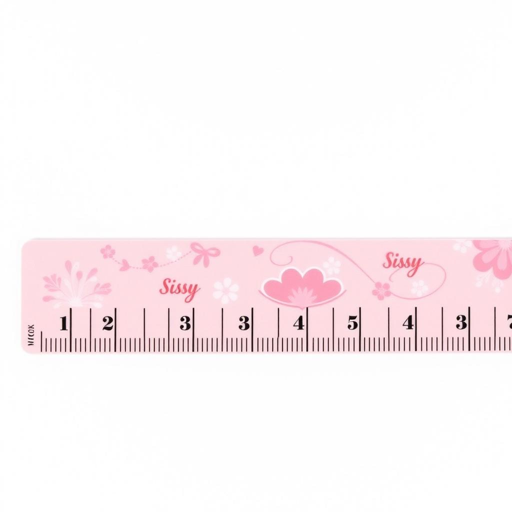 A pretty pink girly ruler designed for measuring in inches, with elegant, feminine design elements intended for a mature audience