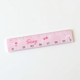 A pretty pink girly ruler designed for accurately measuring in inches, with elegant, feminine design elements intended for a mature audience