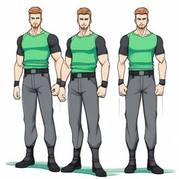 A realistic drawing of a 22-year-old man with an athletic and robust physique