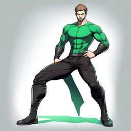 A realistic drawing of a 22-year-old man with an athletic and robust physique