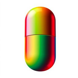 A vibrant, colorful image of a pill with a rainbow pattern