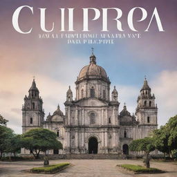 Create a richly detailed magazine cover highlighting Philippine cultural heritage, showcasing the Manila Cathedral, Molo Church, Rizal Monument, and Cebu Heritage Monument, adorned with the title 'Cultural Heritage in the Philippines'.