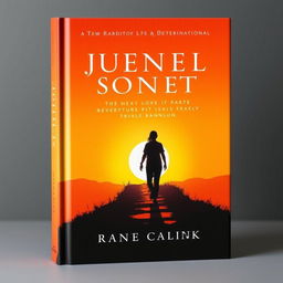 Create a book cover featuring the silhouette of a person walking along a path towards the sun