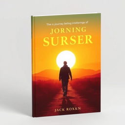 Create a book cover featuring the silhouette of a person walking along a path towards the sun