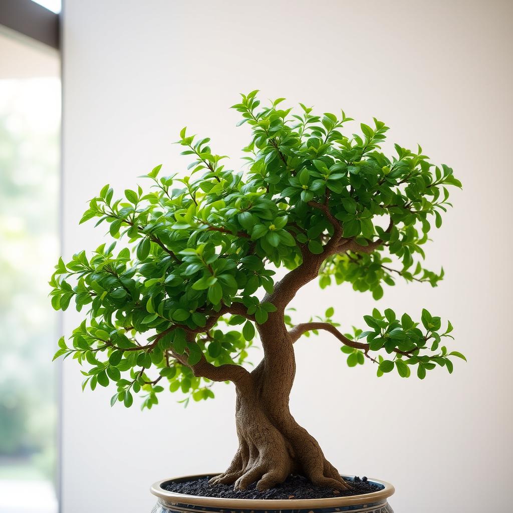 A beautiful jade tree with lush green leaves and a thick, sturdy trunk