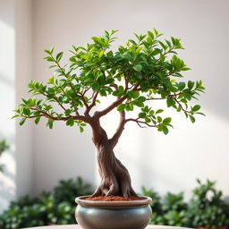 A beautiful jade tree with lush green leaves and a thick, sturdy trunk