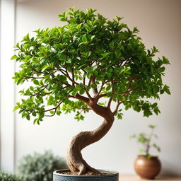 A beautiful jade tree with lush green leaves and a thick, sturdy trunk