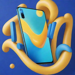 A vivid propaganda poster featuring the Realme 7 smartphone. The poster should highlight its main features, in a high energy, creative and engaging design.