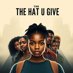 Create a movie poster for 'The Hate U Give' featuring Starr in the front