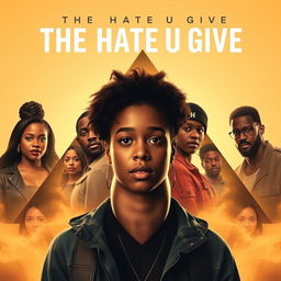 Create a movie poster for 'The Hate U Give' featuring Starr in the front