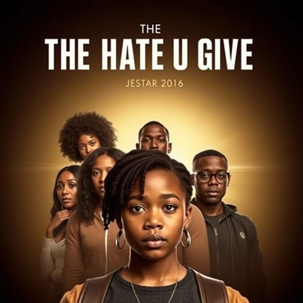 Create a movie poster for 'The Hate U Give' featuring Starr in the front