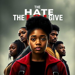 Create a movie poster for 'The Hate U Give' featuring Starr in the front