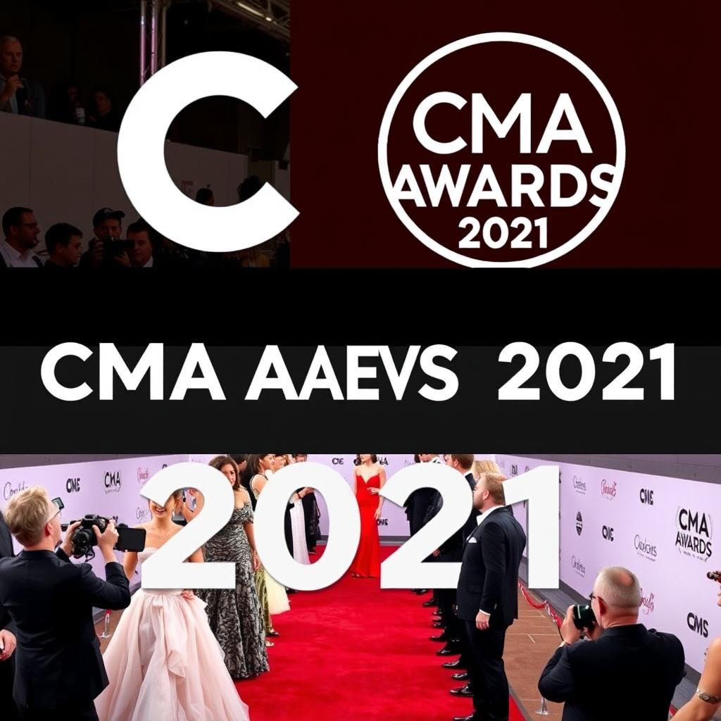 Create an image featuring the CMA Awards 2021, showcasing the glamour and excitement of the event