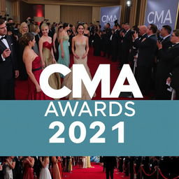 Create an image featuring the CMA Awards 2021, showcasing the glamour and excitement of the event