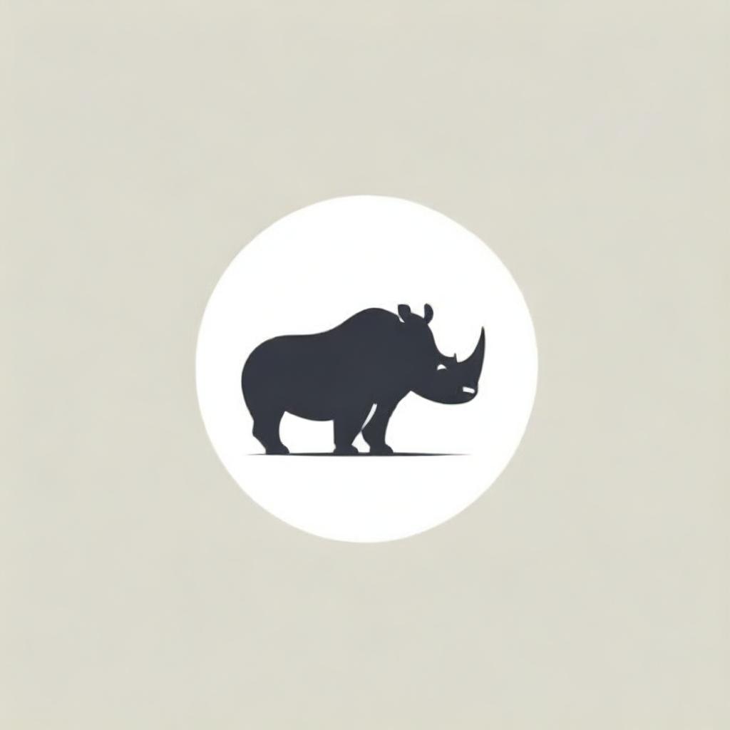 Minimalistic logo for a company named Rhino Hardware and Tools, featuring a stylized rhinoceros and tools.