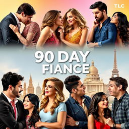 A vibrant and lively scene featuring couples from the TV show '90 Day Fiancé' on TLC