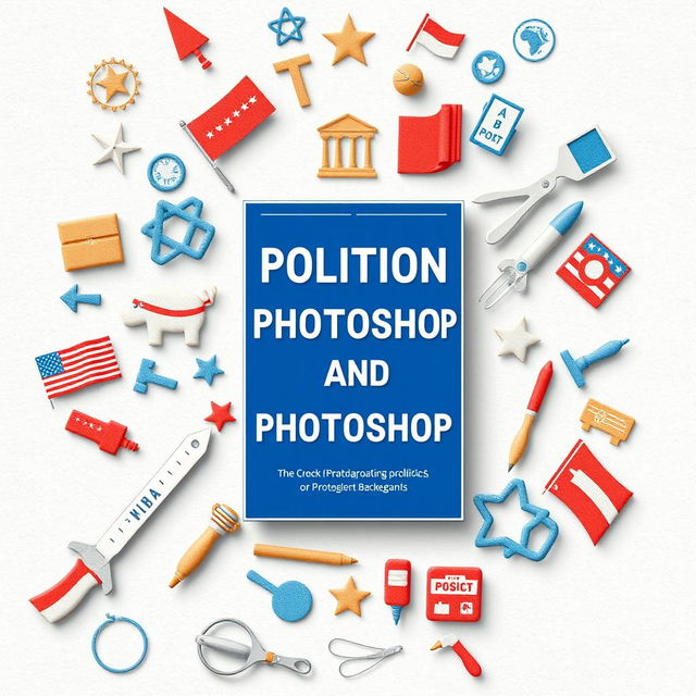 Create an engaging book cover background for a book about politics and Photoshop