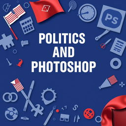 Create an engaging book cover background for a book about politics and Photoshop