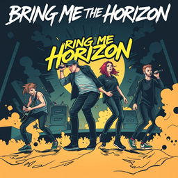 Create a comic-style image inspired by the band Bring Me The Horizon