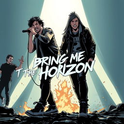 Create a comic-style image inspired by the band Bring Me The Horizon