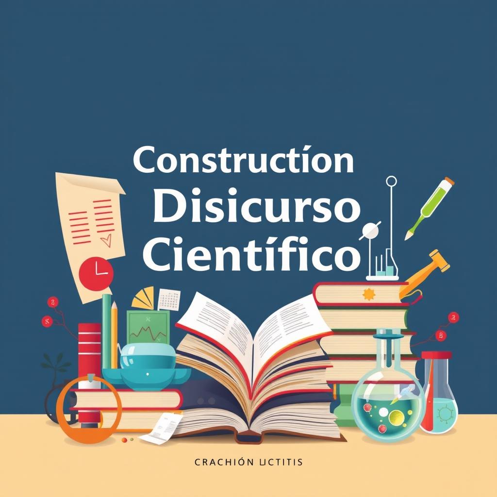 Create a front page for a book titled 'Construcción del Discurso Científico'