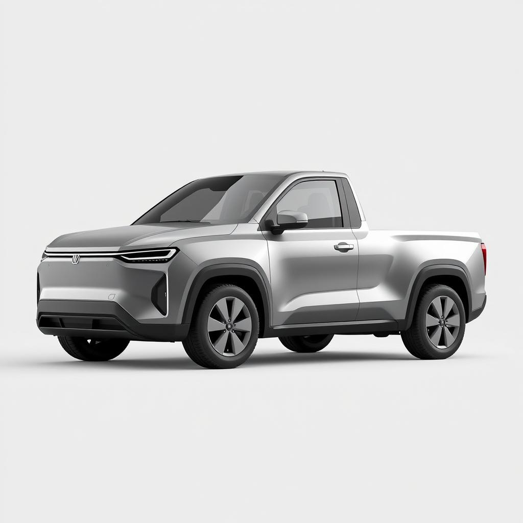 Create a simple, grey electric pickup truck
