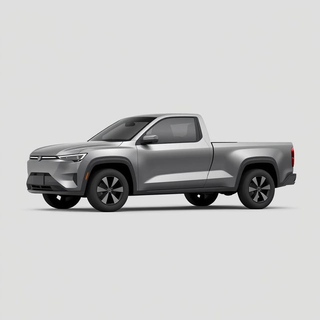 Create a simple, grey electric pickup truck