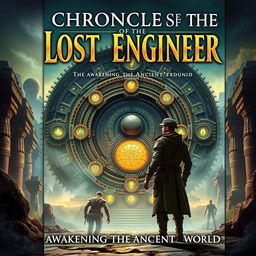 A captivating book cover titled 'Chronicles of the Lost Engineer: Awakening the Ancient World