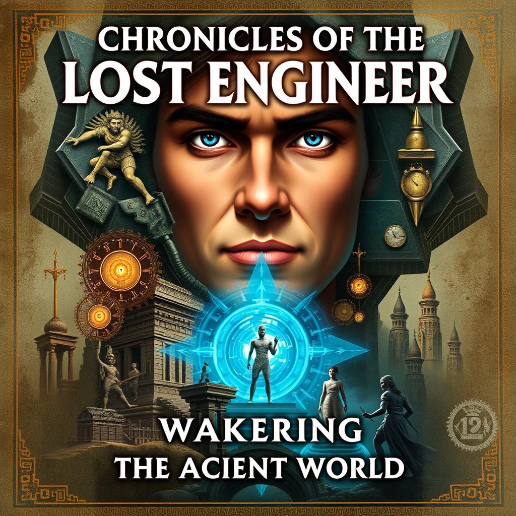 Create a novel cover for a story titled 'Chronicles of the Lost Engineer: Awakening the Ancient World'