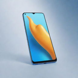 An artful propaganda poster of the Realme 7 smartphone, displaying not only the device but also its main features in descriptive text. The poster should have a dynamic and riveting design.