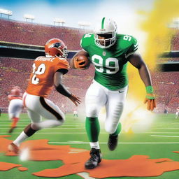 Create an image featuring an exciting and dynamic NFL Slimetime scene