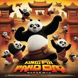 A vibrant and action-packed movie poster for Kung Fu Panda 2, featuring the main characters in dynamic poses with a backdrop of ancient Chinese architecture