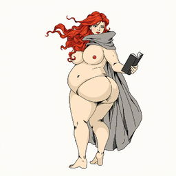 A pixel art drawing featuring a full-figured woman with large breasts and buttocks