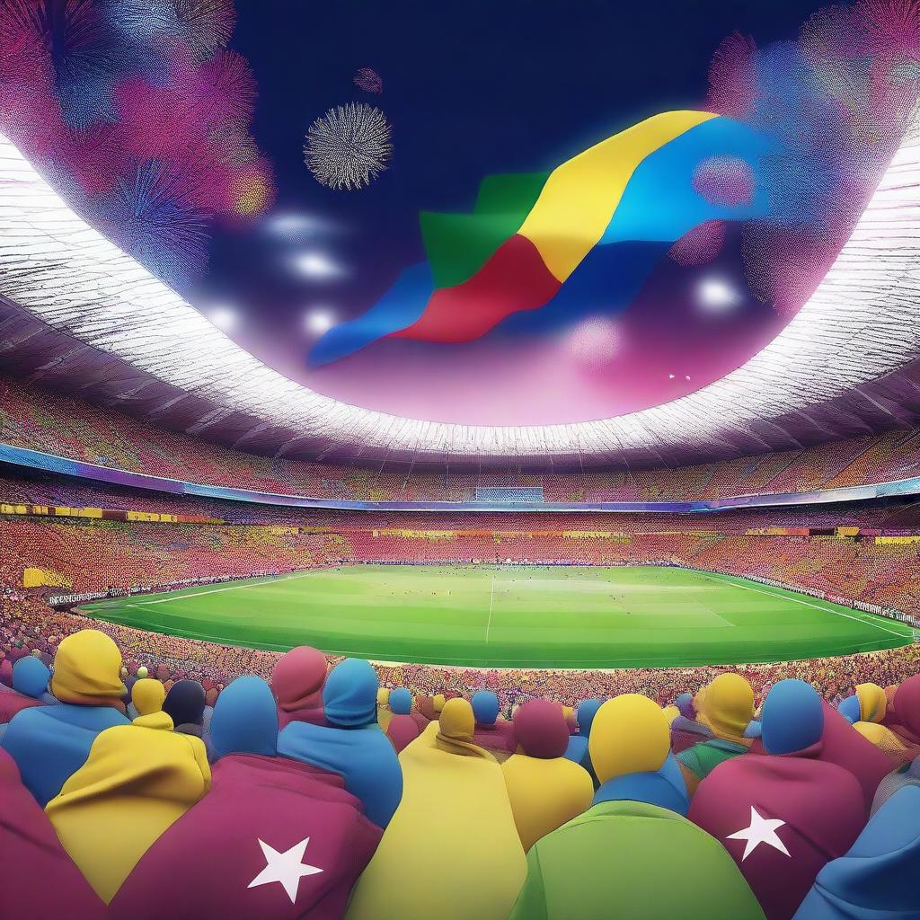 A vibrant and dynamic image capturing the excitement of the FIFA World Cup Qatar 2022