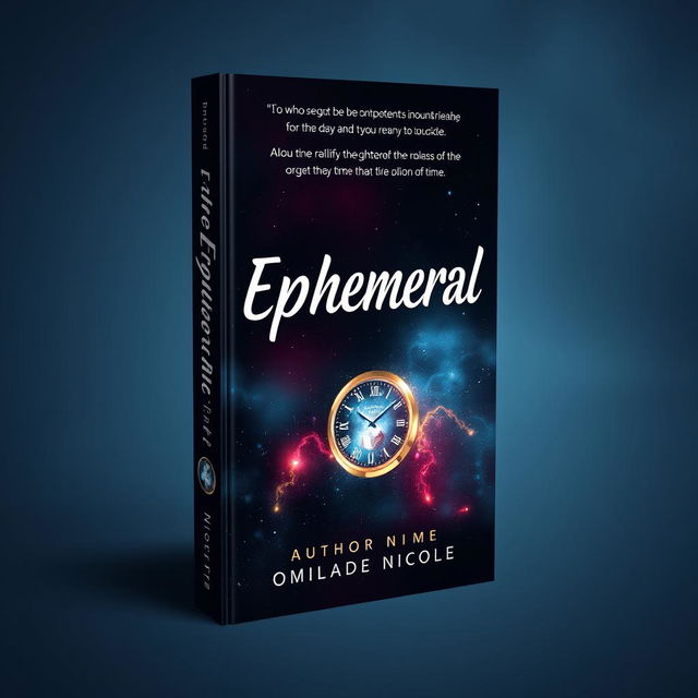 A captivating book cover illustrating the concept of 'Ephemeral' as it relates to time being temporary and the urgency of time