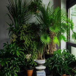 A cozy home filled with a variety of lush, green plants, creating a tranquil and serene environment.