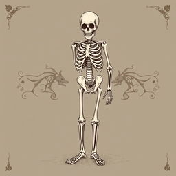 A vintage Victorian Halloween clip art featuring a skeleton