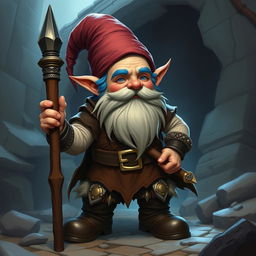 Create an epic Dungeons & Dragons gnome character with blue hair and sideburns, but no moustache or beard